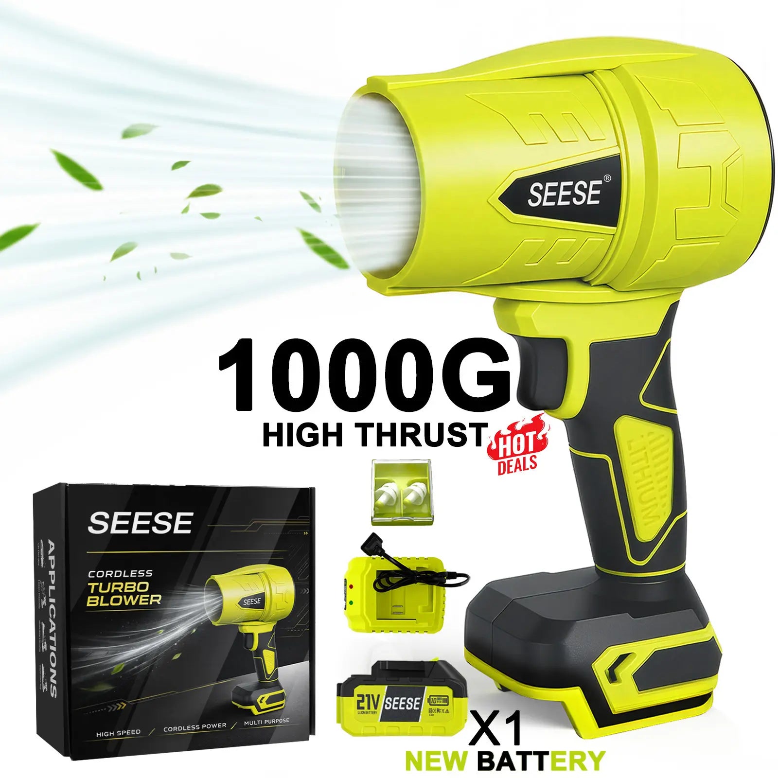 SEESE Turbo Jet Leaf Blower,Cordless Leaf Blower, Violent Turbo Fan, Pure Copper Motor,Car Drying after Wash, Handheld Snow Blower,Cordless Turbo Power Air Duster,Home Improve,Garden Mainte Holiday Gifts