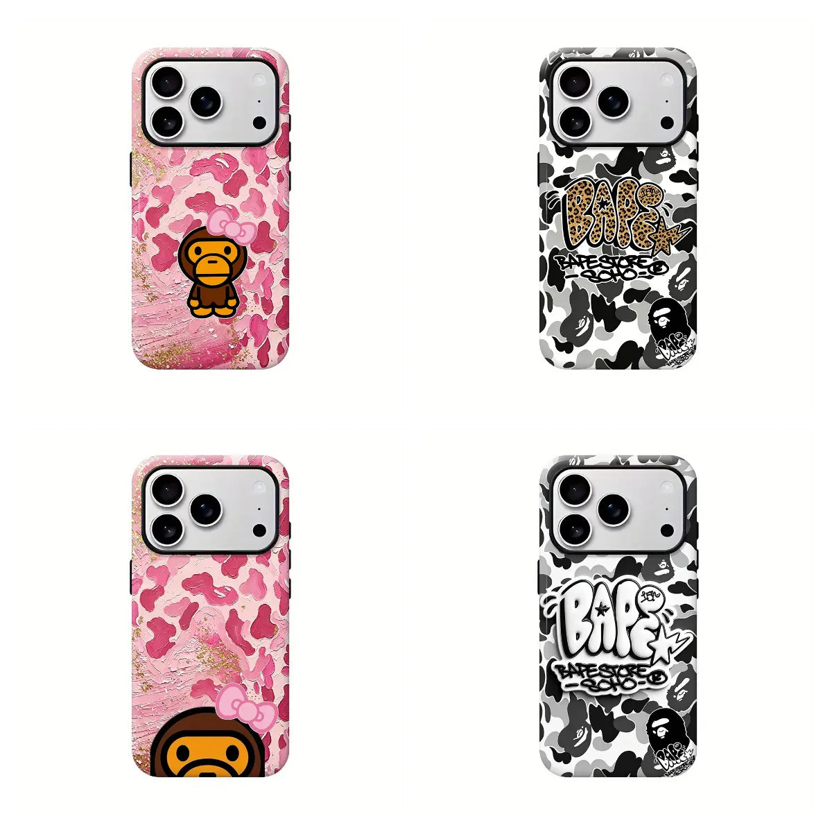 Bape Protective Camo Streetwear Phone Casesuitable for Iphone 17/16/15/14/13/12/11 Promax/Plus Case with Impactdispersion Technology & Flexible Rubber Linerglossy Finish UV Protected 2-Piece Design