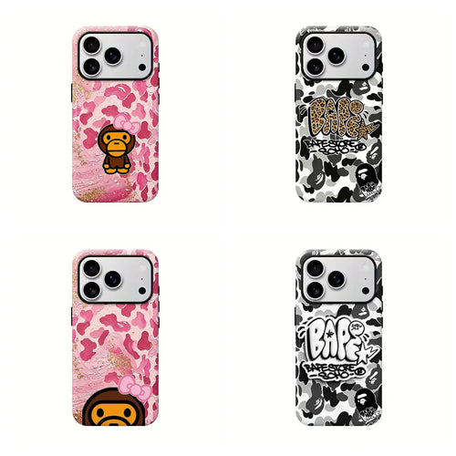 Bape Protective Camo Streetwear Phone Casesuitable for Iphone 17/16/15/14/13/12/11 Promax/Plus Case with Impactdispersion Technology & Flexible Rubber Linerglossy Finish UV Protected 2-Piece Design