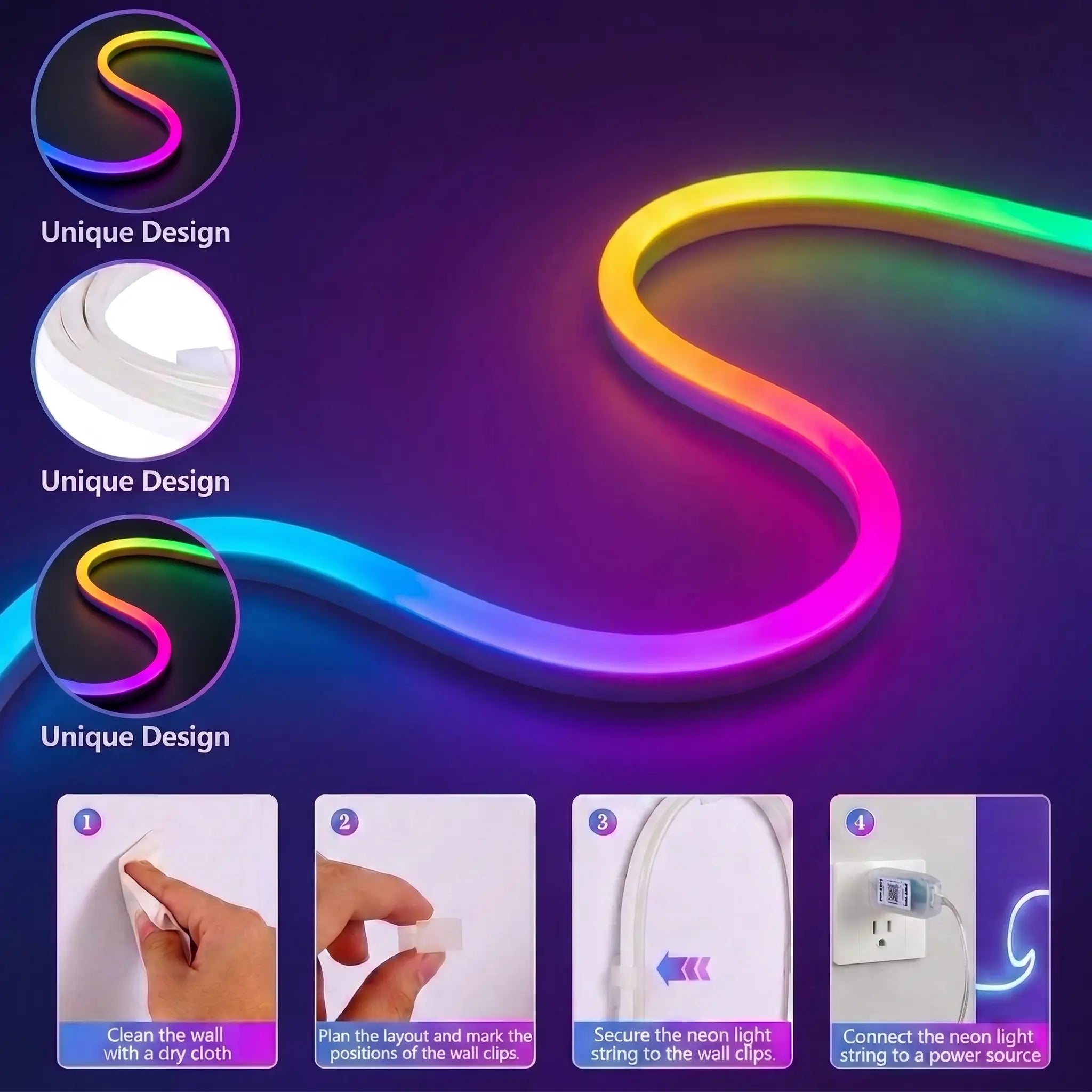Upgraded RGBIC Smart Neon LED Light Strip (5M/10M), Bluetooth APP & Remote Controlled Color Changing Mood Lights with Music Sync, Self-Adhesive USB Powered, for Room Decor, Cool Room Decor, Gaming Setup Accessories, Man Cave Gadgets