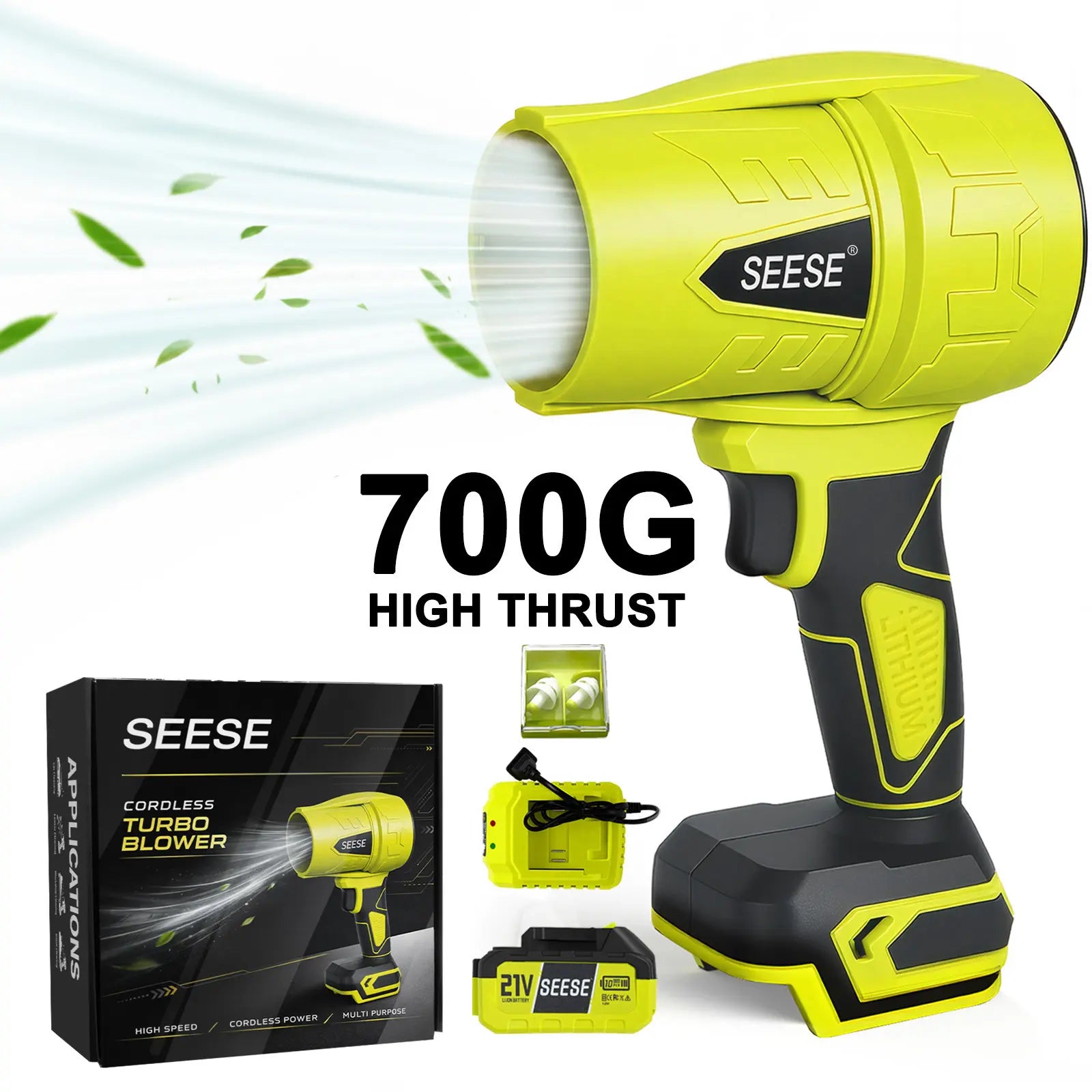 SEESE Turbo Jet Leaf Blower,Cordless Leaf Blower, Violent Turbo Fan, Pure Copper Motor,Car Drying after Wash, Handheld Snow Blower,Cordless Turbo Power Air Duster,Home Improve,Garden Mainte Holiday Gifts