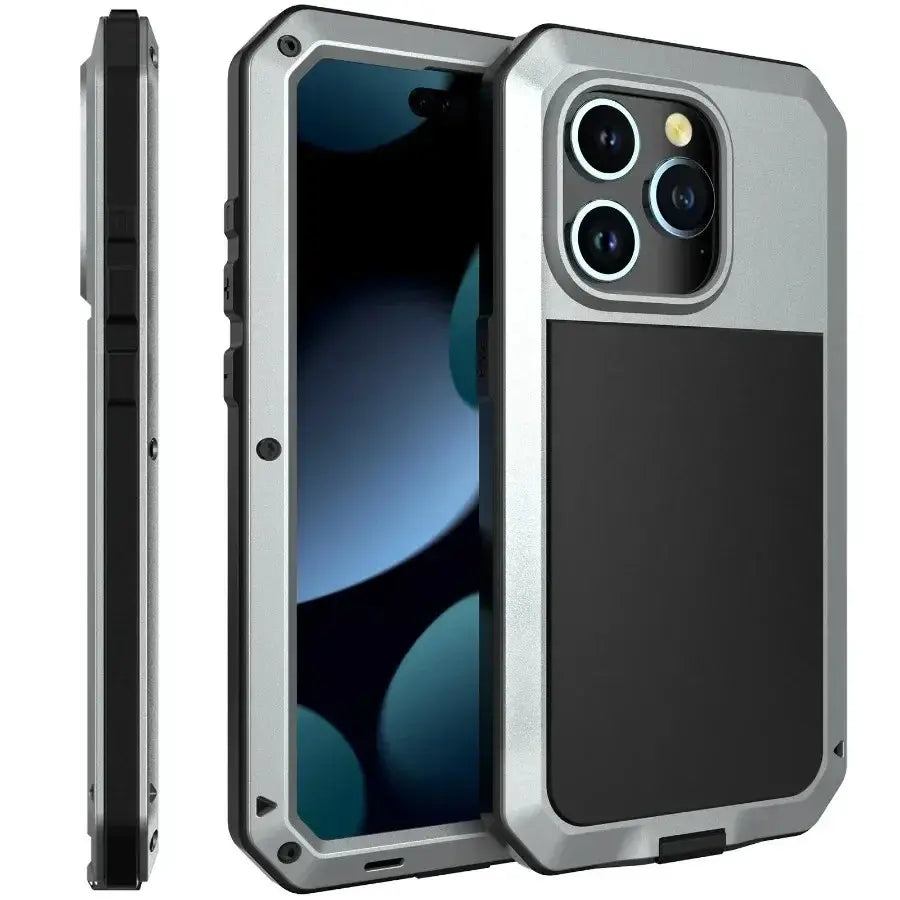 Heavy Tank Doom Hard Metal TPU Plastic Shockproof Armor Phone Case with Gorilla Glass, Fingerprint-Friendly, Waterproof, Button Protection, Screen Protector for Iphone 17Air,17,16Pro,16,15,14Plus,14,13,12Pro,12,11Pro Max,11,Xs Max - Mobile Accessory, For