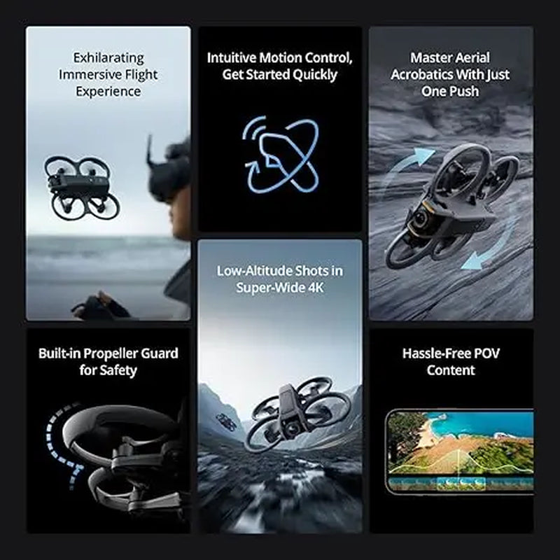 [Pre-Owned Options] DJI Avata 2 FPV Recording Drone Device with 4K UHD Camera, Immersive Combo with N3 Goggles, RC Motion 3 Remote, Multiple Batteries, Accessories & Charging Support (For Adults)