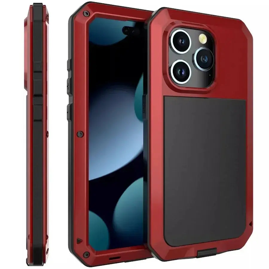 Heavy Tank Doom Hard Metal TPU Plastic Shockproof Armor Phone Case with Gorilla Glass, Fingerprint-Friendly, Waterproof, Button Protection, Screen Protector for Iphone 17Air,17,16Pro,16,15,14Plus,14,13,12Pro,12,11Pro Max,11,Xs Max - Mobile Accessory, For