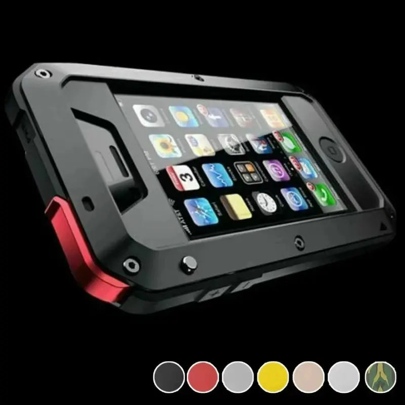 Heavy Tank Doom Hard Metal TPU Plastic Shockproof Armor Phone Case with Gorilla Glass, Fingerprint-Friendly, Waterproof, Button Protection, Screen Protector for Iphone 17Air,17,16Pro,16,15,14Plus,14,13,12Pro,12,11Pro Max,11,Xs Max - Mobile Accessory, For