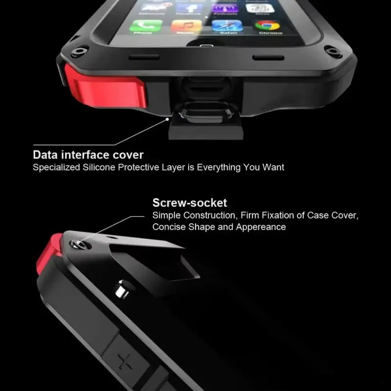 Heavy Tank Doom Hard Metal TPU Plastic Shockproof Armor Phone Case with Gorilla Glass, Fingerprint-Friendly, Waterproof, Button Protection, Screen Protector for Iphone 17Air,17,16Pro,16,15,14Plus,14,13,12Pro,12,11Pro Max,11,Xs Max - Mobile Accessory, For