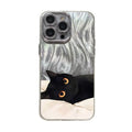 Adorable Black Cat Multi-Model Aesthetic Phone Case - Anti-Drop TPU, Holographic Shimmer Silver, Glitter Silver Foil, Shockproof, Snug Fit, Sleek Cute Protector for Iphone 17,16,15,14,13,12,11 Pro Max Plus, Back to School Cellphone Accessory