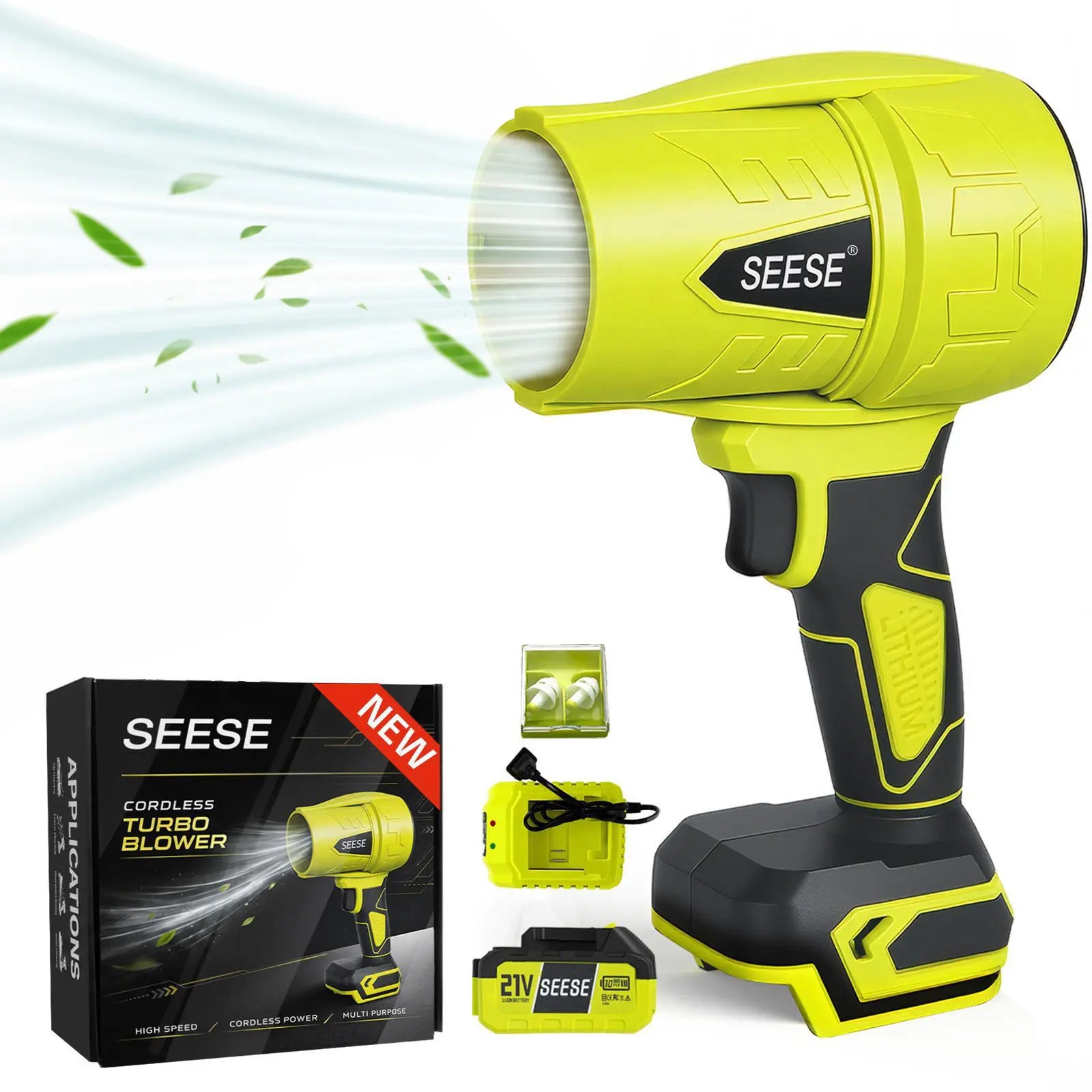 SEESE Turbo Jet Leaf Blower,Cordless Leaf Blower, Violent Turbo Fan, Pure Copper Motor,Car Drying after Wash, Handheld Snow Blower,Cordless Turbo Power Air Duster,Home Improve,Garden Mainte Holiday Gifts