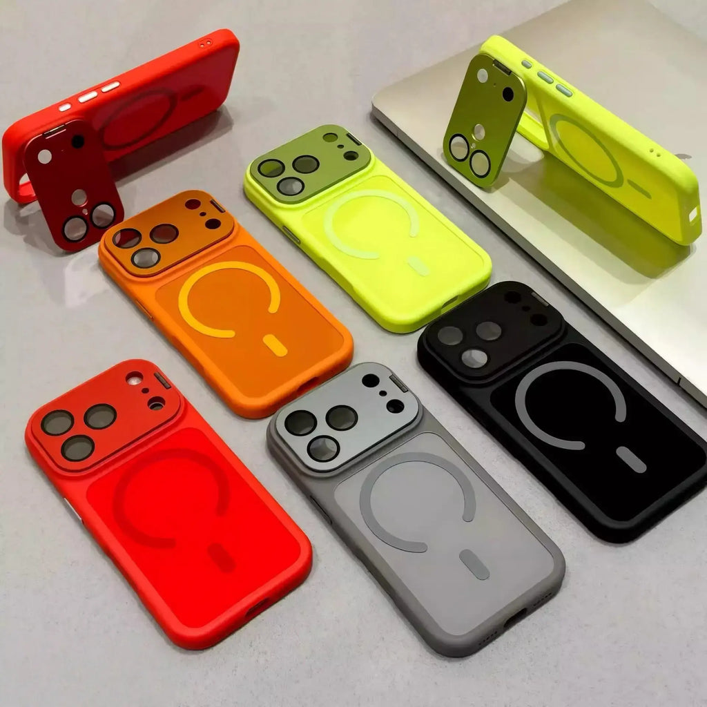 Colnel Matte Magnetic Phone Case with Lens Cover Kickstand - Ultimate Shockproof Protection and Stylish Design for iPhone 12-17 Series
