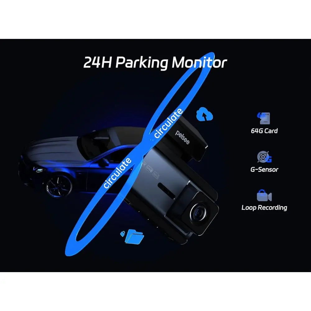 Pelsee P3 4K Dash Cam Front and Rear, 64GB SD Card, 4K+1080P Dual Dash Camera for Cars with Wi-Fi, GPS, ADAS, BSD, LCA, 3’’ IPS Display Car Camera, APP & Voice Control, Night Vision, 24H Parking Mode, Dashcam, Car Cameras